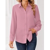 Zeagoo Women Blouses Chiffon Long Sleeve Button Down Shirts Business Tops(Pink)