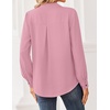 Zeagoo Women Blouses Chiffon Long Sleeve Button Down Shirts Business Tops(Pink)