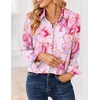 Zeagoo Women Blouses Chiffon Long Sleeve Button Down Shirts Business Tops(Pink Marble Pattern)