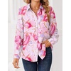Zeagoo Women Blouses Chiffon Long Sleeve Button Down Shirts Business Tops(Pink Marble Pattern)