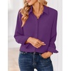 Zeagoo Women Blouses Chiffon Long Sleeve Button Down Shirts Business Tops(Purple)