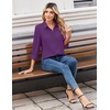Zeagoo Women Blouses Chiffon Long Sleeve Button Down Shirts Business Tops(Purple)