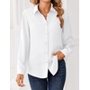 Zeagoo Women Blouses Chiffon Long Sleeve Button Down Shirts Business Tops(White (Sheer))
