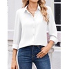 Zeagoo Women Blouses Chiffon Long Sleeve Button Down Shirts Business Tops(White (Sheer))