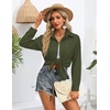 Zeagoo Women Button Down Shirts Oversized Long Sleeve Blouses with Pocket(B-army Green)