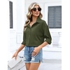 Zeagoo Women Button Down Shirts Oversized Long Sleeve Blouses with Pocket(B-army Green)