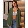 Zeagoo Women Button Down Shirts Oversized Long Sleeve Blouses with Pocket(B-army Green)