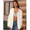 Zeagoo Women Button Down Shirts Oversized Long Sleeve Blouses with Pocket(B-beige)