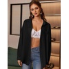 Zeagoo Women Button Down Shirts Oversized Long Sleeve Blouses with Pocket(B-black)