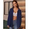 Zeagoo Women Button Down Shirts Oversized Long Sleeve Blouses with Pocket(B-dark Blue)