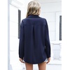 Zeagoo Women Button Down Shirts Oversized Long Sleeve Blouses with Pocket(B-dark Blue)
