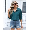 Zeagoo Women Button Down Shirts Oversized Long Sleeve Blouses with Pocket(B-peacock Blue)