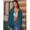 Zeagoo Women Button Down Shirts Oversized Long Sleeve Blouses with Pocket(B-peacock Blue)
