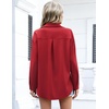 Zeagoo Women Button Down Shirts Oversized Long Sleeve Blouses with Pocket(B-red)