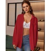 Zeagoo Women Button Down Shirts Oversized Long Sleeve Blouses with Pocket(B-red)