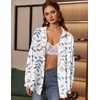 Zeagoo Women Button Down Shirts Oversized Long Sleeve Blouses with Pocket(Sp106)