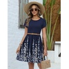 Zeagoo Women Summer Dress 2026 Short Sleeve Aline Mini Dresses with Pockets Casual Swing Tshirt Dress Vocation Beach Sundress(01-navy Floral)