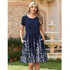 Zeagoo Women Summer Dress 2026 Short Sleeve Aline Mini Dresses with Pockets Casual Swing Tshirt Dress Vocation Beach Sundress(01-navy Floral)