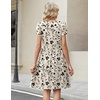 Zeagoo Women Summer Dress 2026 Short Sleeve Aline Mini Dresses with Pockets Casual Swing Tshirt Dress Vocation Beach Sundress(Beige Print)