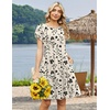 Zeagoo Women Summer Dress 2026 Short Sleeve Aline Mini Dresses with Pockets Casual Swing Tshirt Dress Vocation Beach Sundress(Beige Print)