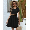 Zeagoo Women Summer Dress 2026 Short Sleeve Aline Mini Dresses with Pockets Casual Swing Tshirt Dress Vocation Beach Sundress(Black)