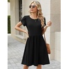 Zeagoo Women Summer Dress 2026 Short Sleeve Aline Mini Dresses with Pockets Casual Swing Tshirt Dress Vocation Beach Sundress(Black)