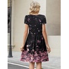Zeagoo Women Summer Dress 2026 Short Sleeve Aline Mini Dresses with Pockets Casual Swing Tshirt Dress Vocation Beach Sundress(Black Pink Floral)