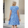 Zeagoo Women Summer Dress 2026 Short Sleeve Aline Mini Dresses with Pockets Casual Swing Tshirt Dress Vocation Beach Sundress(Blue Floral)