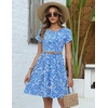 Zeagoo Women Summer Dress 2026 Short Sleeve Aline Mini Dresses with Pockets Casual Swing Tshirt Dress Vocation Beach Sundress(Blue Floral)