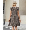 Zeagoo Women Summer Dress 2026 Short Sleeve Aline Mini Dresses with Pockets Casual Swing Tshirt Dress Vocation Beach Sundress(Brown Print)