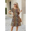 Zeagoo Women Summer Dress 2026 Short Sleeve Aline Mini Dresses with Pockets Casual Swing Tshirt Dress Vocation Beach Sundress(Ethinc Boho Print)