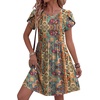 Zeagoo Women Summer Dress 2026 Short Sleeve Aline Mini Dresses with Pockets Casual Swing Tshirt Dress Vocation Beach Sundress(Ethinc Boho Print)