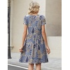 Zeagoo Women Summer Dress 2026 Short Sleeve Aline Mini Dresses with Pockets Casual Swing Tshirt Dress Vocation Beach Sundress(Ethnic Print(mz919))