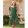 Zeagoo Women Summer Dress 2026 Short Sleeve Aline Mini Dresses with Pockets Casual Swing Tshirt Dress Vocation Beach Sundress(Green Ethnic)