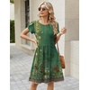 Zeagoo Women Summer Dress 2026 Short Sleeve Aline Mini Dresses with Pockets Casual Swing Tshirt Dress Vocation Beach Sundress(Green Ethnic)