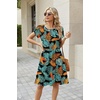 Zeagoo Women Summer Dress 2026 Short Sleeve Aline Mini Dresses with Pockets Casual Swing Tshirt Dress Vocation Beach Sundress(Leaf Print)