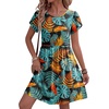 Zeagoo Women Summer Dress 2026 Short Sleeve Aline Mini Dresses with Pockets Casual Swing Tshirt Dress Vocation Beach Sundress(Leaf Print)