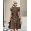 Zeagoo Women Summer Dress 2026 Short Sleeve Aline Mini Dresses with Pockets Casual Swing Tshirt Dress Vocation Beach Sundress(Leopard Print)