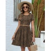 Zeagoo Women Summer Dress 2026 Short Sleeve Aline Mini Dresses with Pockets Casual Swing Tshirt Dress Vocation Beach Sundress(Leopard Print)