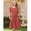 Zeagoo Women Summer Dress 2026 Short Sleeve Aline Mini Dresses with Pockets Casual Swing Tshirt Dress Vocation Beach Sundress(Red Floral)