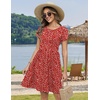 Zeagoo Women Summer Dress 2026 Short Sleeve Aline Mini Dresses with Pockets Casual Swing Tshirt Dress Vocation Beach Sundress(Red Floral)
