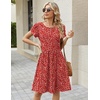 Zeagoo Women Summer Dress 2026 Short Sleeve Aline Mini Dresses with Pockets Casual Swing Tshirt Dress Vocation Beach Sundress(Red Floral)