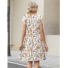Zeagoo Women Summer Dress 2026 Short Sleeve Aline Mini Dresses with Pockets Casual Swing Tshirt Dress Vocation Beach Sundress(White Print)