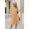 Zeagoo Women Summer Dress 2026 Short Sleeve Aline Mini Dresses with Pockets Casual Swing Tshirt Dress Vocation Beach Sundress(Yellow Floral)