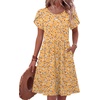 Zeagoo Women Summer Dress 2026 Short Sleeve Aline Mini Dresses with Pockets Casual Swing Tshirt Dress Vocation Beach Sundress(Yellow Floral)