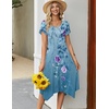 Zeagoo Womens Casual Dress for Summer Loose Hankerchief Flare Midi Sundress(01 Blue)