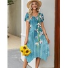 Zeagoo Womens Casual Dress for Summer Loose Hankerchief Flare Midi Sundress(04 Blue)