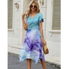 Zeagoo Womens Casual Dress for Summer Loose Hankerchief Flare Midi Sundress(06 Blue)