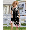 Zeagoo Womens Casual Dress for Summer Loose Hankerchief Flare Midi Sundress(Black Pink Flower)