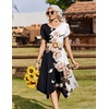 Zeagoo Womens Casual Dress for Summer Loose Hankerchief Flare Midi Sundress(Black White Flower)